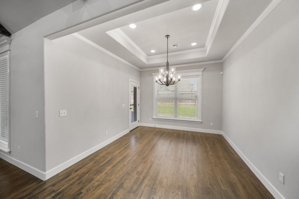 Floor plan with a contemporary open layout and efficient room arrangement by Mahogany Homes Tulsa.